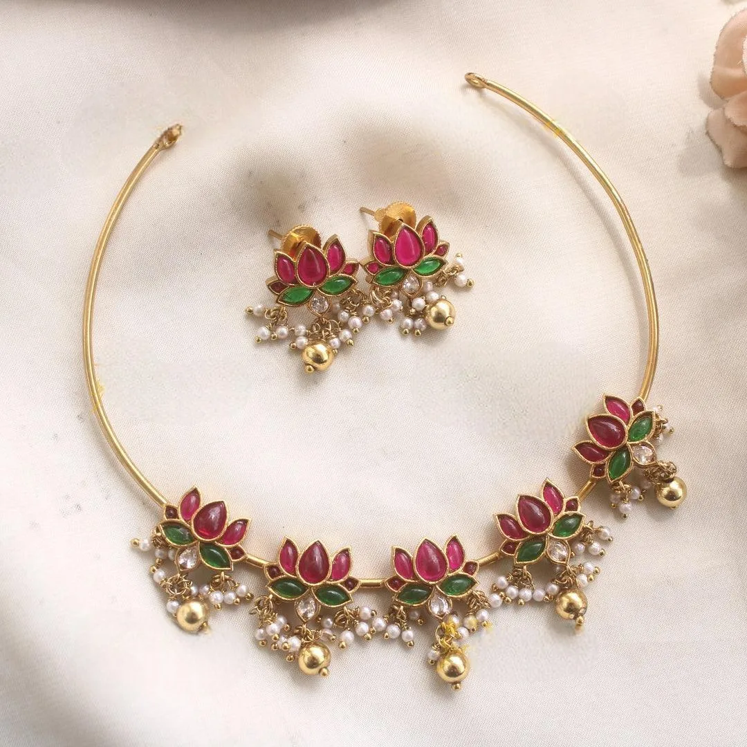 Lotus Hasli Pearl & Gold Bead Choker